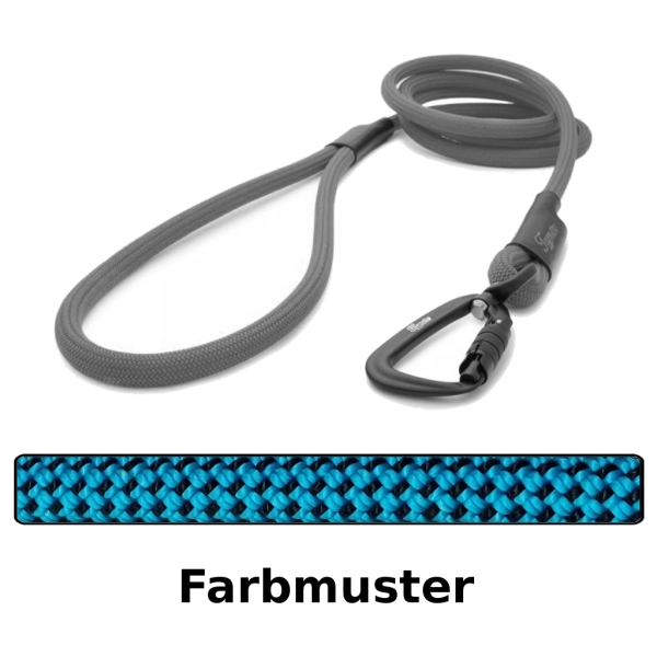 klassische Hundeleine TWIST - L - 115cm - blau mit schwarzen Punkten